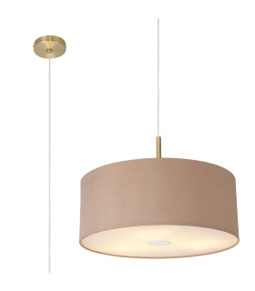 Baymont Antique Brass 3 Light E27 Single Pendant With 50cm x 20cm Dual Faux Silk Shade Antique Gold/Ruby-1