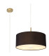 Baymont Antique Brass 3 Light E27 Single Pendant With 50cm x 20cm Faux Silk Shade Black/White Laminate-1