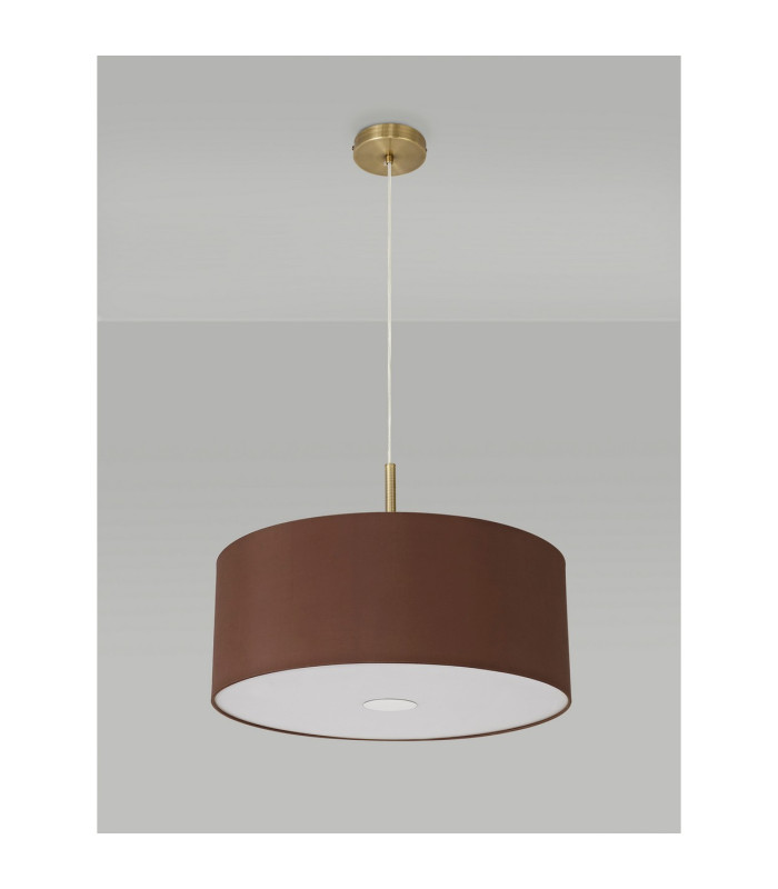 Baymont Antique Brass 3 Light E27 Single Pendant With 50cm x 20cm Dual Faux Silk Shade Raw Cocoa/Grecian Bronze-14