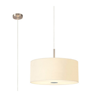 Baymont Satin Nickel 3 Light E27 Single Pendant With 50cm x 20cm Faux Silk Shade Ivory Pearl/White Laminate-1