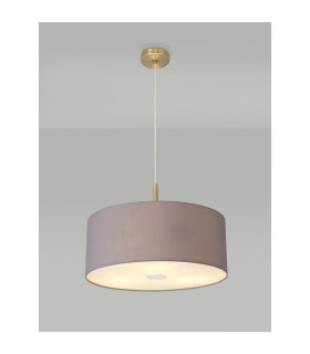 Baymont Antique Brass 3 Light E27 Single Pendant With 50cm x 20cm Faux Silk Shade Grey/White Laminate-2