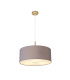 Baymont Antique Brass 3 Light E27 Single Pendant With 50cm x 20cm Faux Silk Shade Grey/White Laminate-4