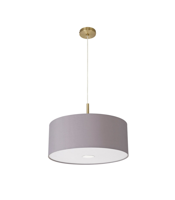 Baymont Antique Brass 3 Light E27 Single Pendant With 50cm x 20cm Faux Silk Shade Grey/White Laminate-5
