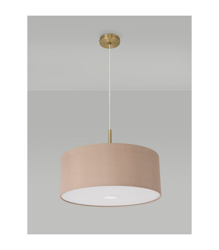Baymont Antique Brass 3 Light E27 Single Pendant With 50cm x 20cm Dual Faux Silk Shade Antique Gold/Ruby-14