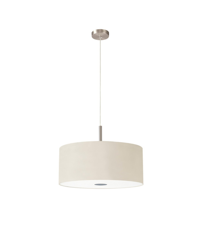 Baymont Satin Nickel 3 Light E27 Single Pendant With 50cm x 20cm Faux Silk Shade Ivory Pearl/White Laminate-5