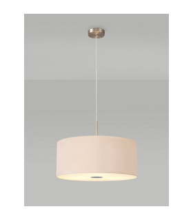 Baymont Satin Nickel 3 Light E27 Single Pendant With 50cm x 20cm Dual Faux Silk Shade Nude Beige/Moonlight-2