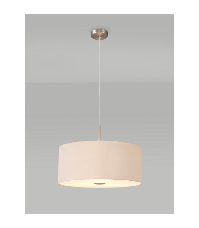 Baymont Satin Nickel 3 Light E27 Single Pendant With 50cm x 20cm Dual Faux Silk Shade Nude Beige/Moonlight-2