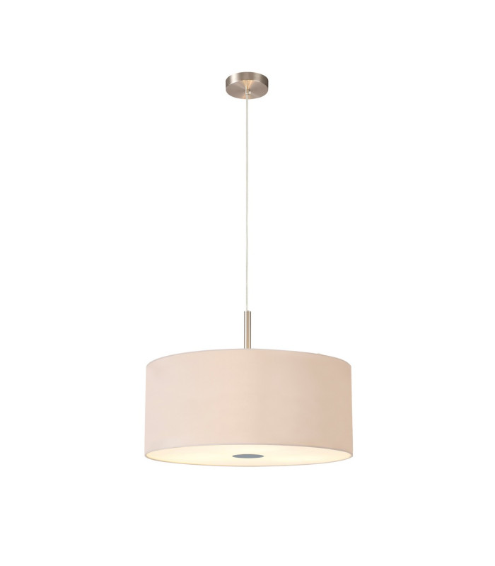 Baymont Satin Nickel 3 Light E27 Single Pendant With 50cm x 20cm Dual Faux Silk Shade Nude Beige/Moonlight-4