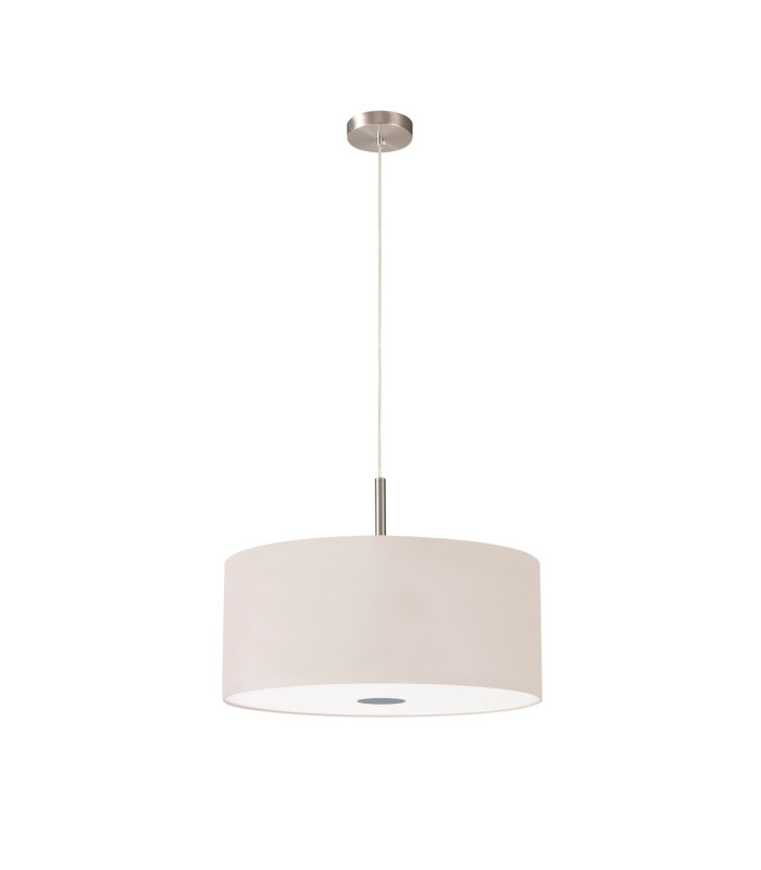 Baymont Satin Nickel 3 Light E27 Single Pendant With 50cm x 20cm Dual Faux Silk Shade Nude Beige/Moonlight-5