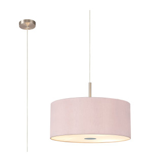 Baymont Satin Nickel 3 Light E27 Single Pendant With 50cm x 20cm Dual Faux Silk Shade Taupe/Halo Gold-1