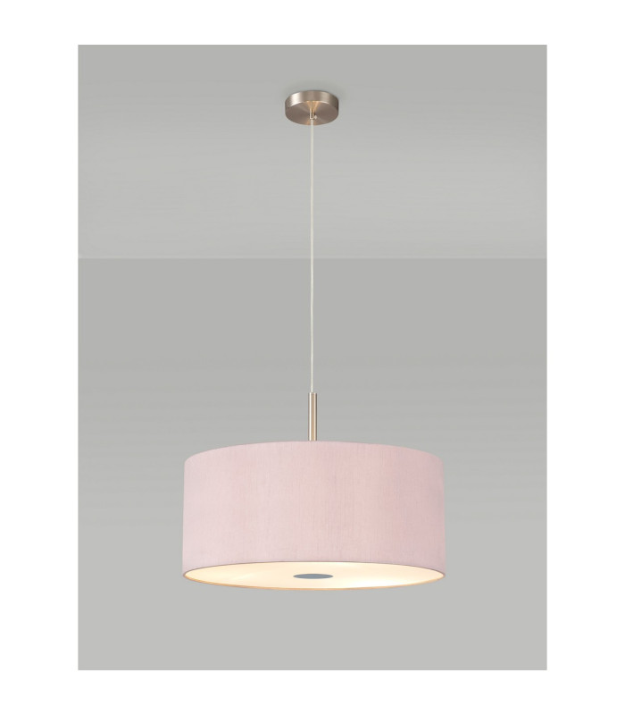 Baymont Satin Nickel 3 Light E27 Single Pendant With 50cm x 20cm Dual Faux Silk Shade Taupe/Halo Gold-2