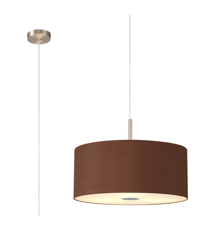 Baymont Satin Nickel 3 Light E27 Single Pendant With 50cm x 20cm Dual Faux Silk Shade Raw Cocoa/Grecian Bronze-1