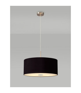 Baymont Satin Nickel 3 Light E27 Single Pendant With 50cm x 20cm Dual Faux Silk Shade Midnight Black/Green Olive-2