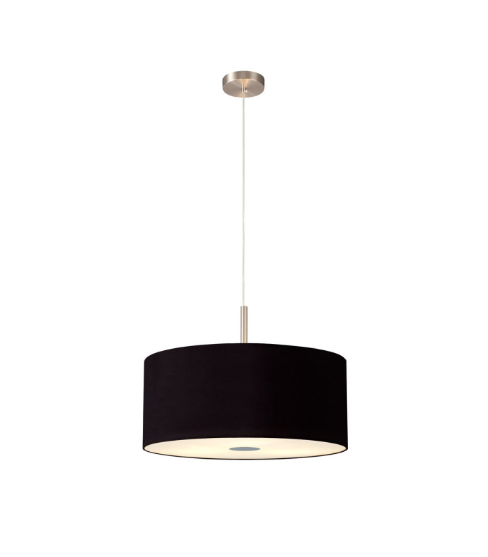 Baymont Satin Nickel 3 Light E27 Single Pendant With 50cm x 20cm Dual Faux Silk Shade Midnight Black/Green Olive-4