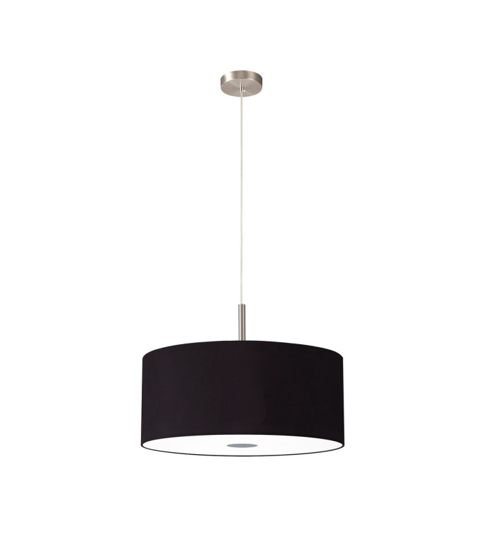 Baymont Satin Nickel 3 Light E27 Single Pendant With 50cm x 20cm Dual Faux Silk Shade Midnight Black/Green Olive-5