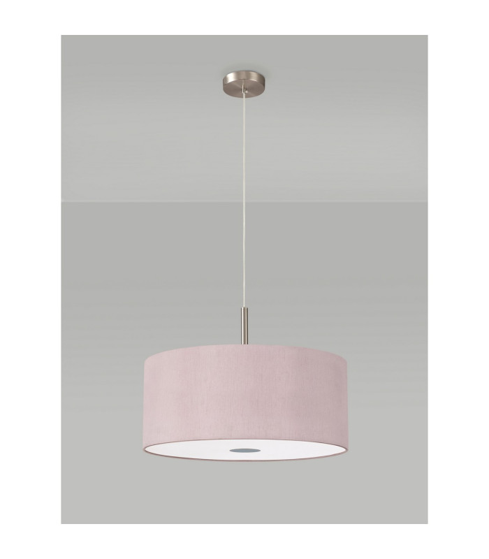 Baymont Satin Nickel 3 Light E27 Single Pendant With 50cm x 20cm Dual Faux Silk Shade Taupe/Halo Gold-14