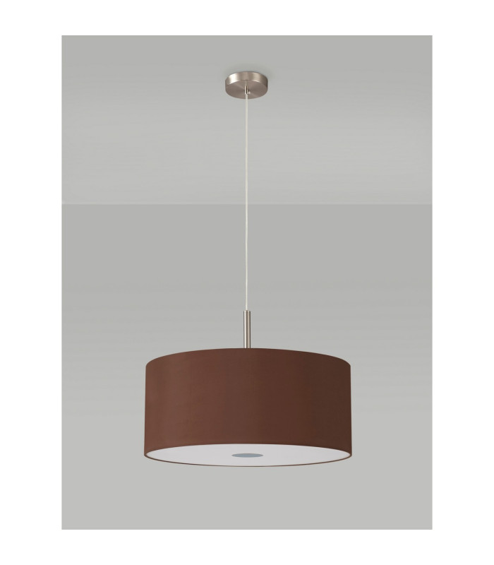 Baymont Satin Nickel 3 Light E27 Single Pendant With 50cm x 20cm Dual Faux Silk Shade Raw Cocoa/Grecian Bronze-14