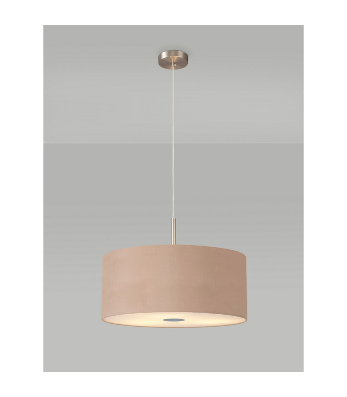 Baymont Satin Nickel 3 Light E27 Single Pendant With 50cm x 20cm Dual Faux Silk Shade Antique Gold/Ruby-2