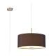 Baymont Satin Nickel 3 Light E27 Single Pendant With 50cm x 20cm Faux Silk Shade Black/White Laminate-1