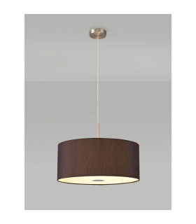 Baymont Satin Nickel 3 Light E27 Single Pendant With 50cm x 20cm Faux Silk Shade Black/White Laminate-2