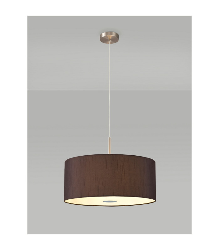 Baymont Satin Nickel 3 Light E27 Single Pendant With 50cm x 20cm Faux Silk Shade Black/White Laminate-2