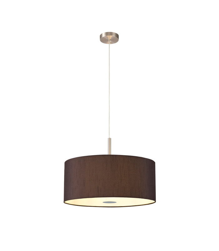 Baymont Satin Nickel 3 Light E27 Single Pendant With 50cm x 20cm Faux Silk Shade Black/White Laminate-4