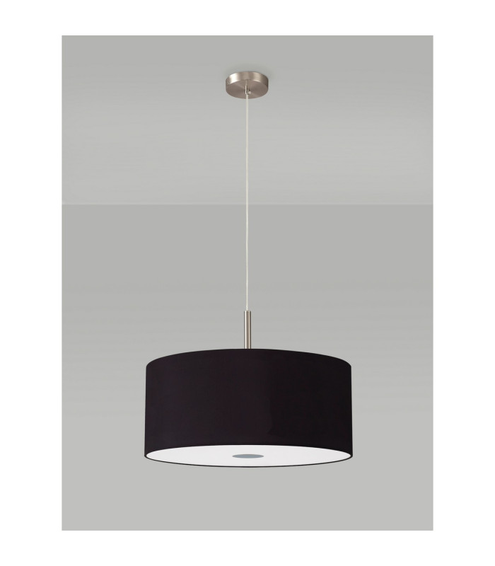 Baymont Satin Nickel 3 Light E27 Single Pendant With 50cm x 20cm Dual Faux Silk Shade Midnight Black/Green Olive-14