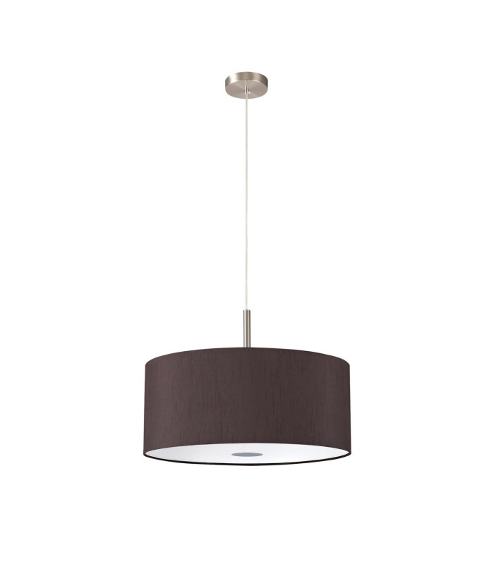 Baymont Satin Nickel 3 Light E27 Single Pendant With 50cm x 20cm Faux Silk Shade Black/White Laminate-5
