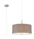 Baymont Satin Nickel 3 Light E27 Single Pendant With 50cm x 20cm Faux Silk Shade Grey/White Laminate-1