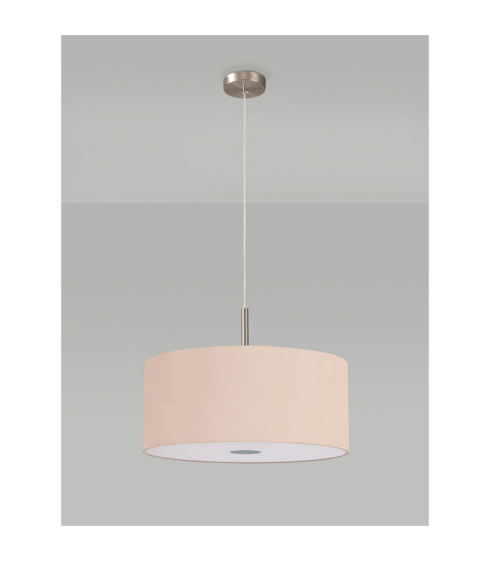 Baymont Satin Nickel 3 Light E27 Single Pendant With 50cm x 20cm Dual Faux Silk Shade Antique Gold/Ruby-14