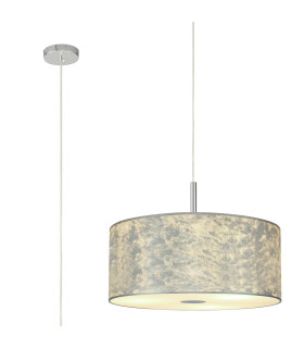 Baymont Polished Chrome 3 Light E27 Single Pendant With 50cm x 20cm Silver Leaf Shade-1