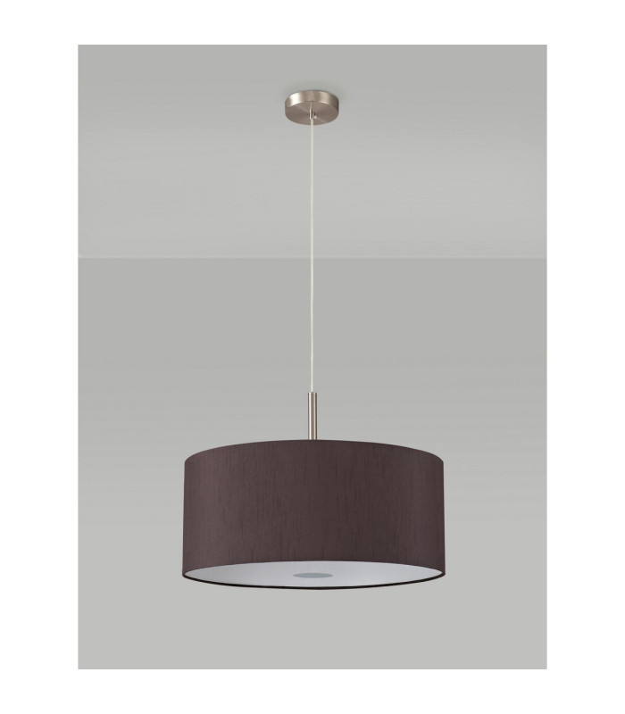 Baymont Satin Nickel 3 Light E27 Single Pendant With 50cm x 20cm Faux Silk Shade Black/White Laminate-14