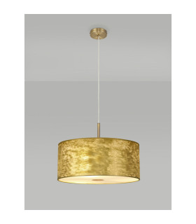 Baymont Antique Brass 3 Light E27 Single Pendant With 50cm x 20cm Gold Leaf Shade With Frosted/AB Acrylic Diffuser-2