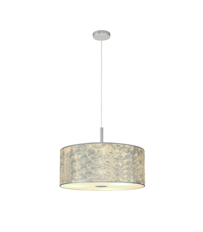 Baymont Polished Chrome 3 Light E27 Single Pendant With 50cm x 20cm Silver Leaf Shade-4
