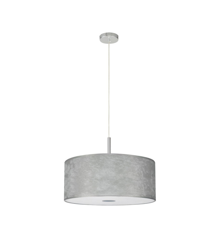 Baymont Polished Chrome 3 Light E27 Single Pendant With 50cm x 20cm Silver Leaf Shade-5
