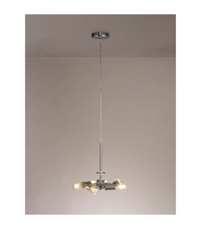Baymont 28cm Polished Chrome 5 Light E27 Universal Single Pendant Suitable For A Vast Selection Of Shades-2