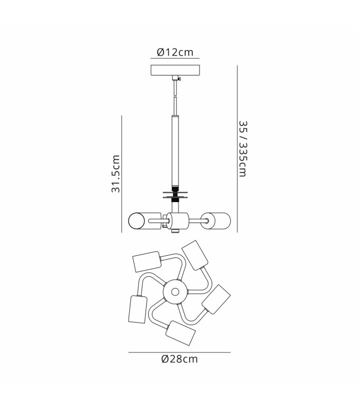 Baymont 28cm Polished Chrome 5 Light E27 Universal Single Pendant Suitable For A Vast Selection Of Shades-3