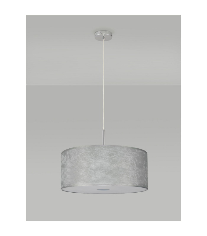 Baymont Polished Chrome 3 Light E27 Single Pendant With 50cm x 20cm Silver Leaf Shade-14