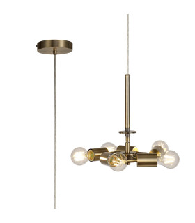 Baymont 28cm Antique Brass 5 Light E27 Universal Single Pendant Suitable For A Vast Selection Of Shades-1