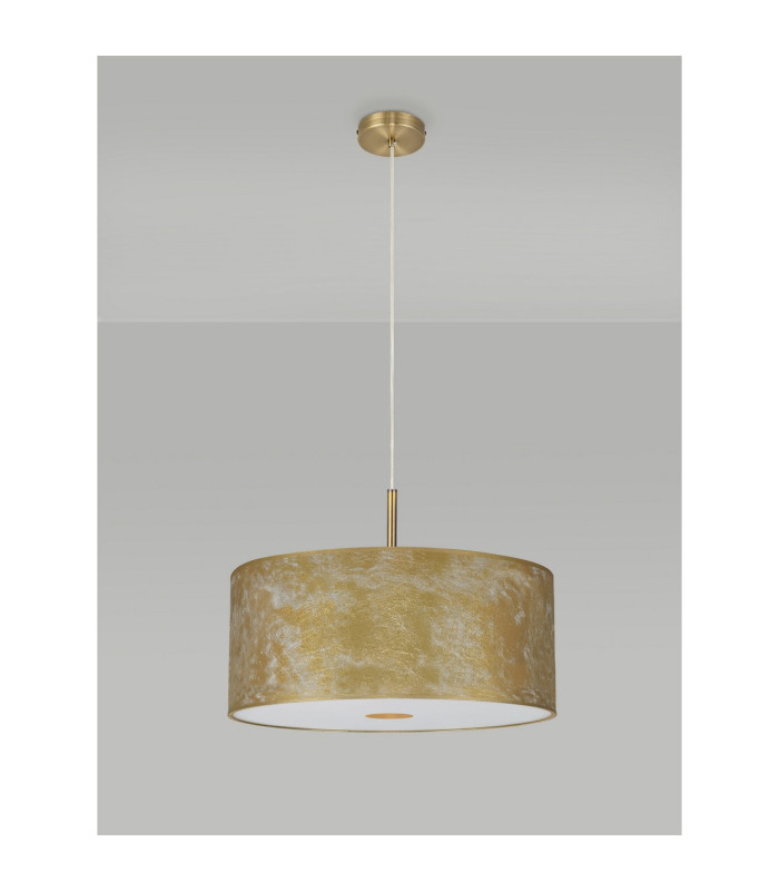 Baymont Antique Brass 3 Light E27 Single Pendant With 50cm x 20cm Gold Leaf Shade With Frosted/AB Acrylic Diffuser-14