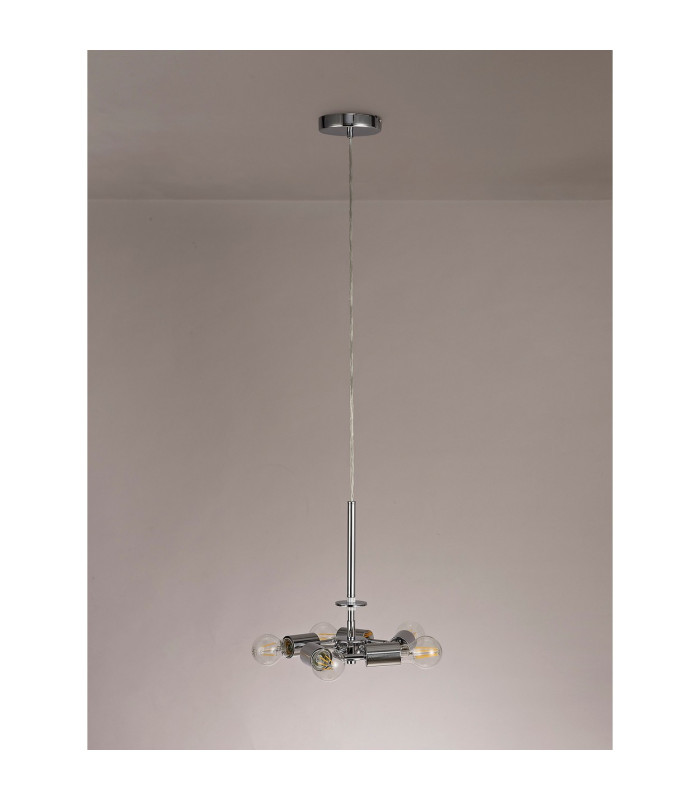 Baymont 28cm Polished Chrome 5 Light E27 Universal Single Pendant Suitable For A Vast Selection Of Shades-11