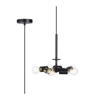 Baymont 28cm Satin Black 5 Light E27 Universal Single Pendant Suitable For A Vast Selection Of Shades-1