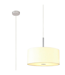 Baymont Polished Chrome 5 Light E27 Single Pendant With 40cm x 18cm Faux Silk Shade Ivory Pearl/White Laminate-1