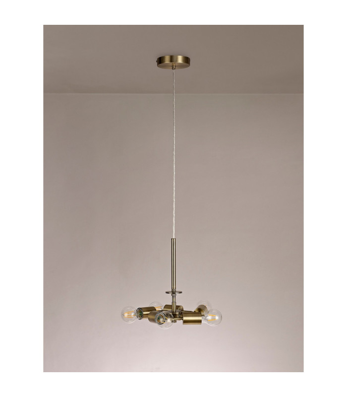 Baymont 28cm Antique Brass 5 Light E27 Universal Single Pendant Suitable For A Vast Selection Of Shades-12