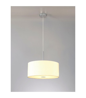 Baymont Polished Chrome 5 Light E27 Single Pendant With 40cm x 18cm Faux Silk Shade Ivory Pearl/White Laminate-2