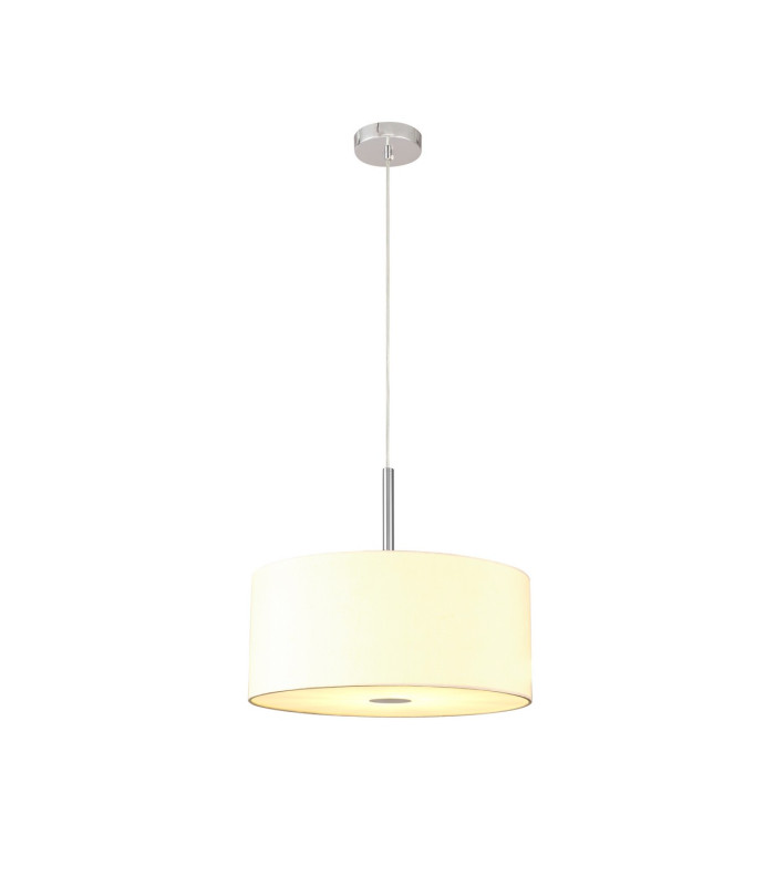 Baymont Polished Chrome 5 Light E27 Single Pendant With 40cm x 18cm Faux Silk Shade Ivory Pearl/White Laminate-4