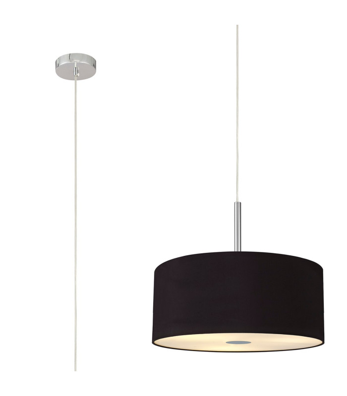Baymont Polished Chrome 5 Light E27 Single Pendant With 40cm x 18cm Dual Faux Silk Shade Black/Green Olive-1