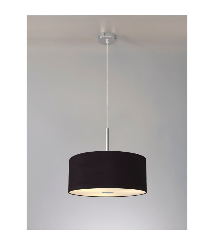 Baymont Polished Chrome 5 Light E27 Single Pendant With 40cm x 18cm Dual Faux Silk Shade Black/Green Olive-2