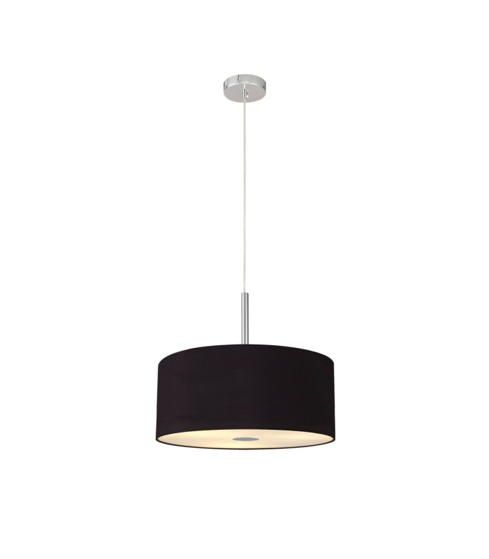 Baymont Polished Chrome 5 Light E27 Single Pendant With 40cm x 18cm Dual Faux Silk Shade Black/Green Olive-4