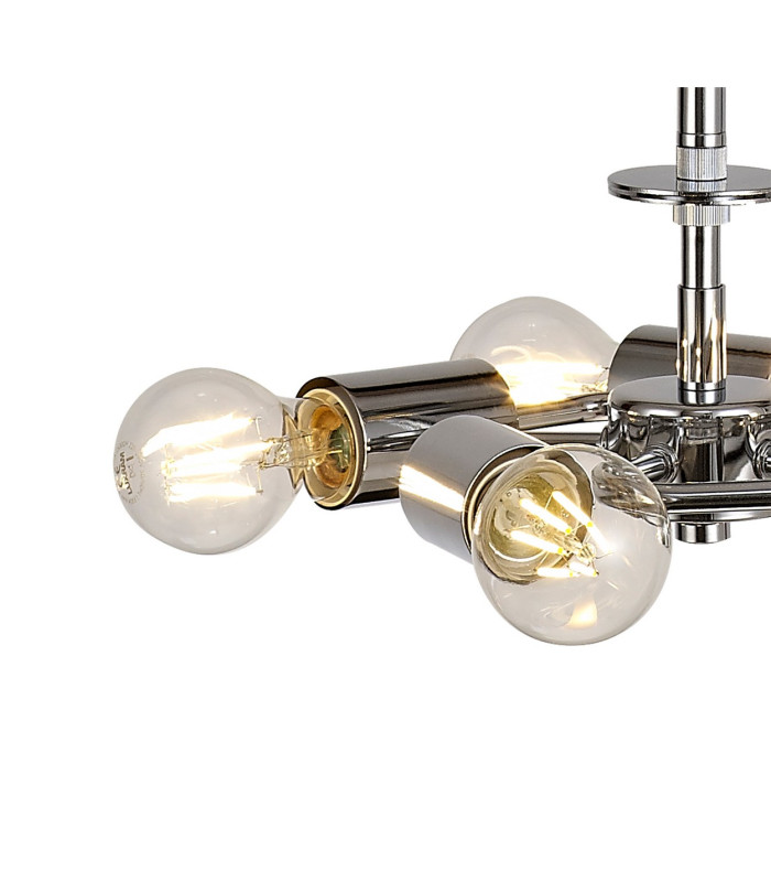 Baymont Polished Chrome 5 Light E27 Single Pendant With 40cm x 18cm Dual Faux Silk Shade Taupe/Halo Gold-8
